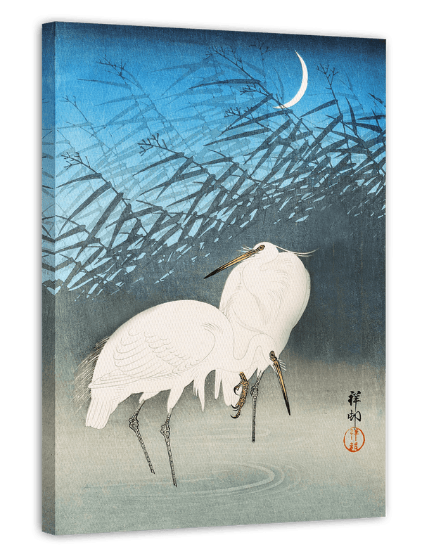 Ohara Koson - Zwei Kraniche in der Nacht