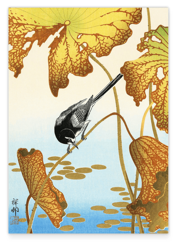 Ohara Koson - Vogel am Teich