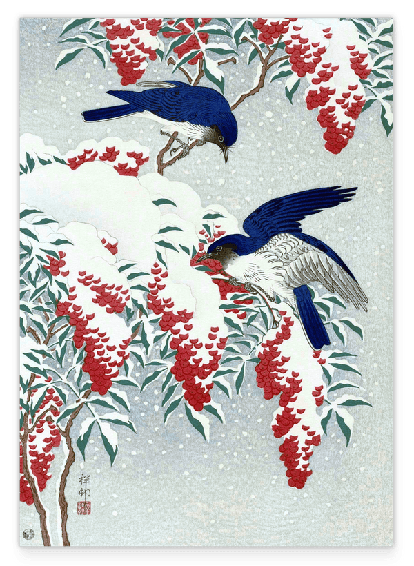 Ohara Koson - Vögel an Beeren im Winter