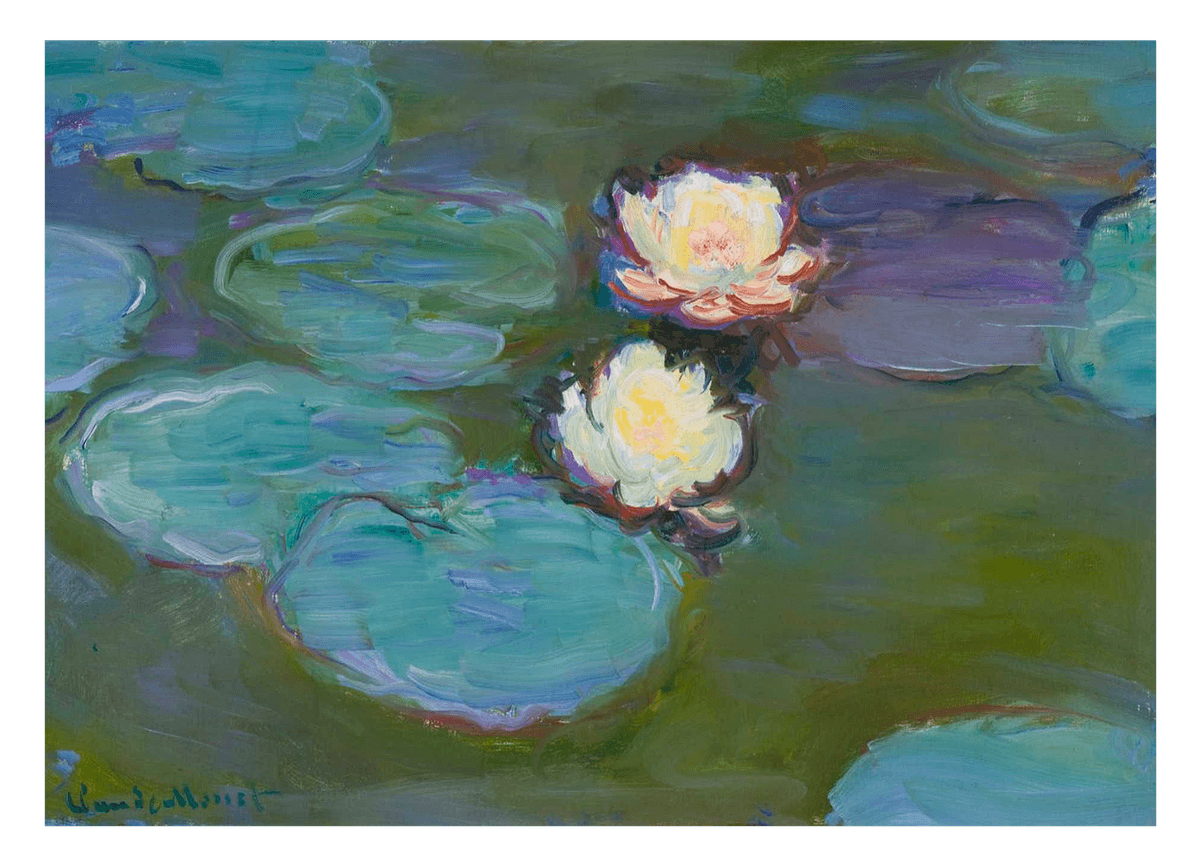 Claude Monet art print - Painting with two water lilies