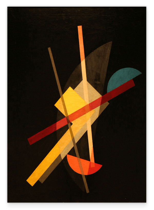 László Moholy Nagy - Abstrakte Formen auf schwarzem Hintergrund