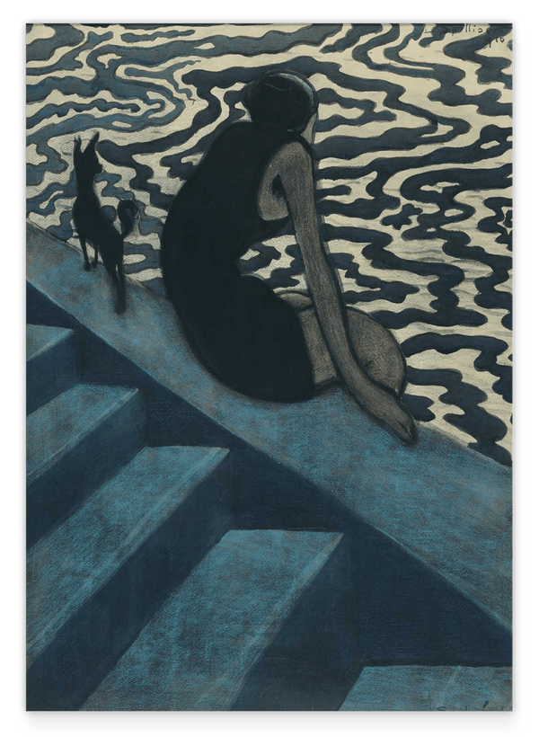 Léon Spilliaert - Sitzende Frau mit Hund am Hafen