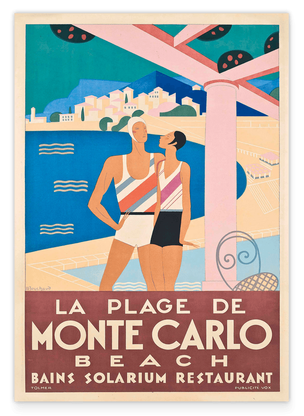 Pierre Fix-Masseau - Art Deco advertising poster - Beach in Monte Carlo