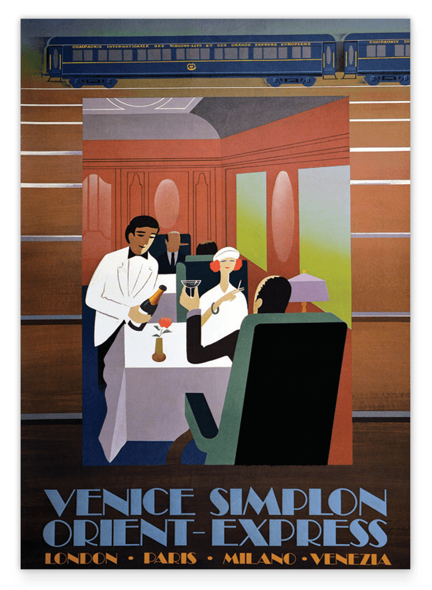Pierre Fix-Masseau - Dining car on the Orient Express - Art Deco advertising poster