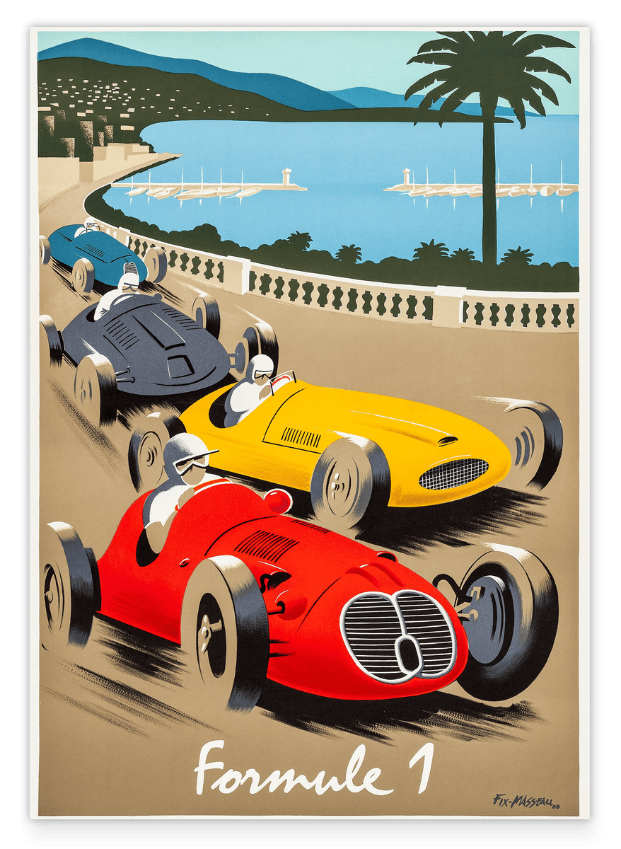 Pierre Fix-Masseau - Art Deco advertising poster - Formula 1 Côte d'Azur