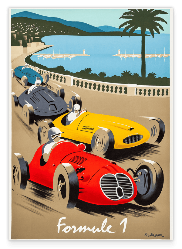 Pierre Fix-Masseau - Art Deco advertising poster - Formula 1 Côte d'Azur