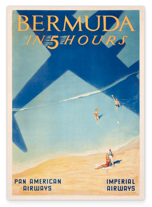Pierre Fix-Masseau - Art Deco advertising poster - Bermuda motif with airplane