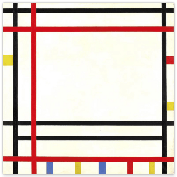 Piet Mondrian - Rot-Schwarze Gitter Komposition - Bunte Geometrie