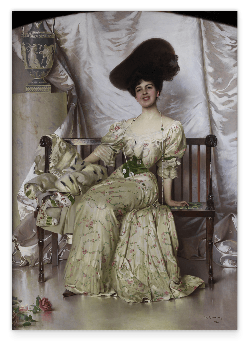 Vittorio Matteo Corcos - Seated Lady in a Silk Dress