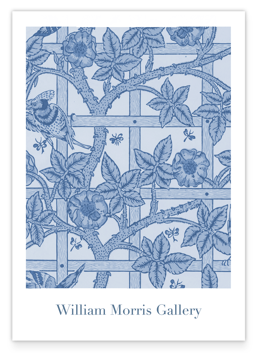 William Morris Hunting - Museum Poster Roses and Birds in Blue