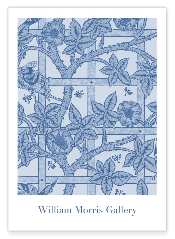 William Morris Hunting - Museum Poster Roses and Birds in Blue