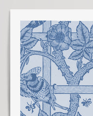After Hover: William Morris Hunting - Museum Poster Roses and Birds in Blue