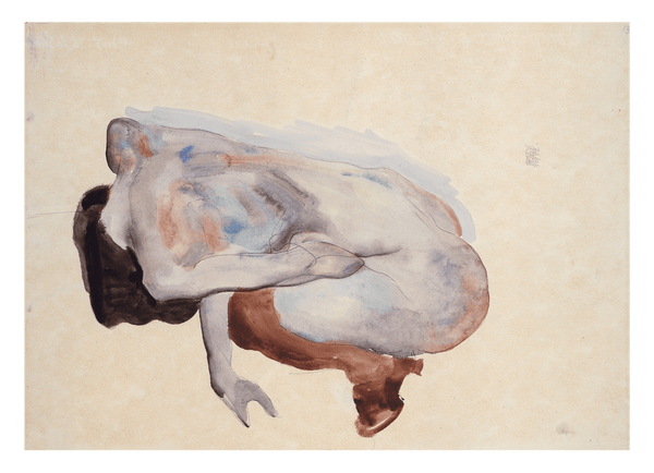 Egon Schiele - Hockende Frau in Stöckeln und schwarzen Kniestrümpfen