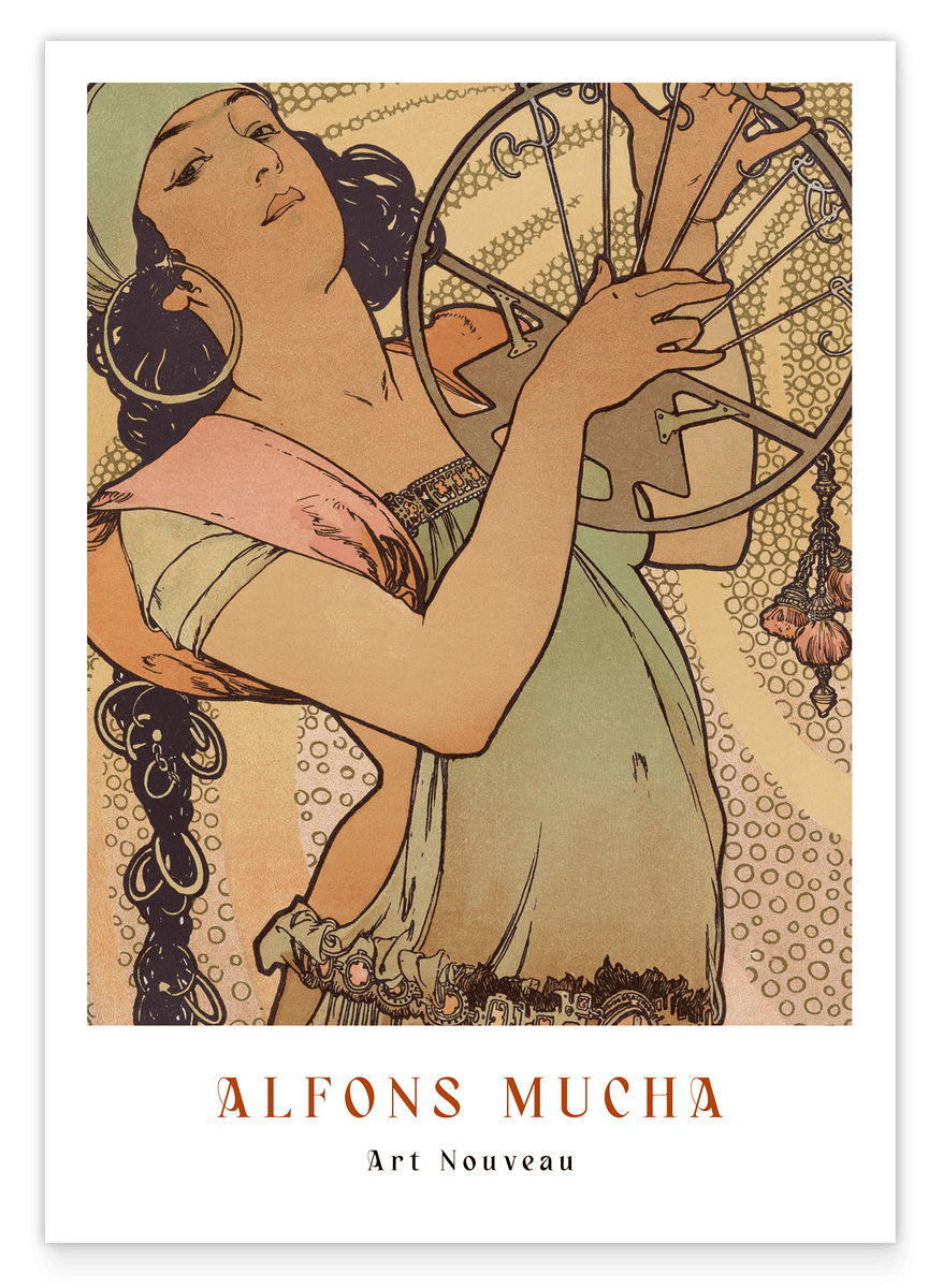 Alfons Mucha - Museum-Poster Bohemian Frau mit Musikinstrument