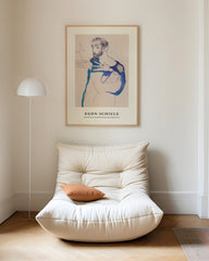 After Hover: Egon Schiele - Museum Poster | Gustav Klimt in a light blue work kit