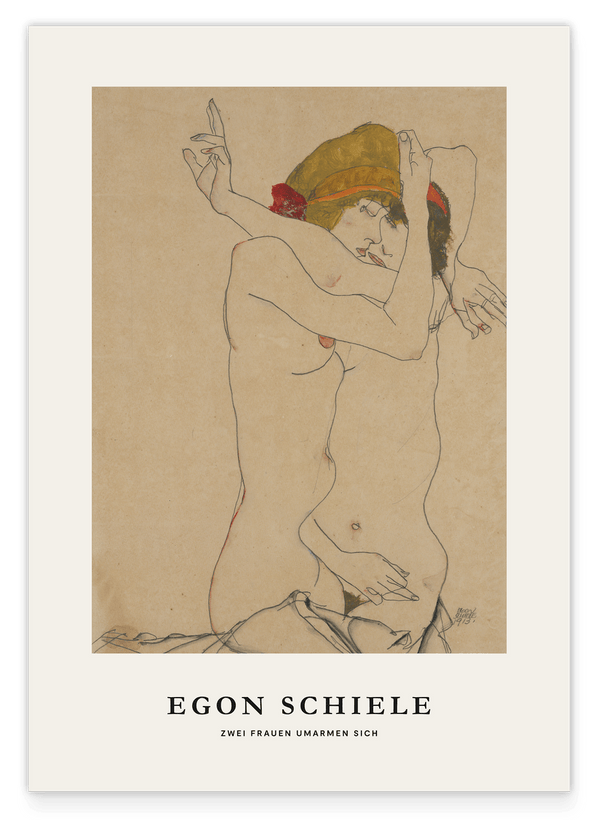 Egon Schiele - Museum-Poster I Zwei Frauen umarmen sich