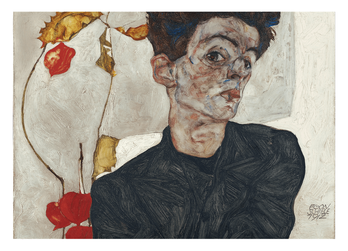 Egon Schiele - Selbstportrait mit Physalis