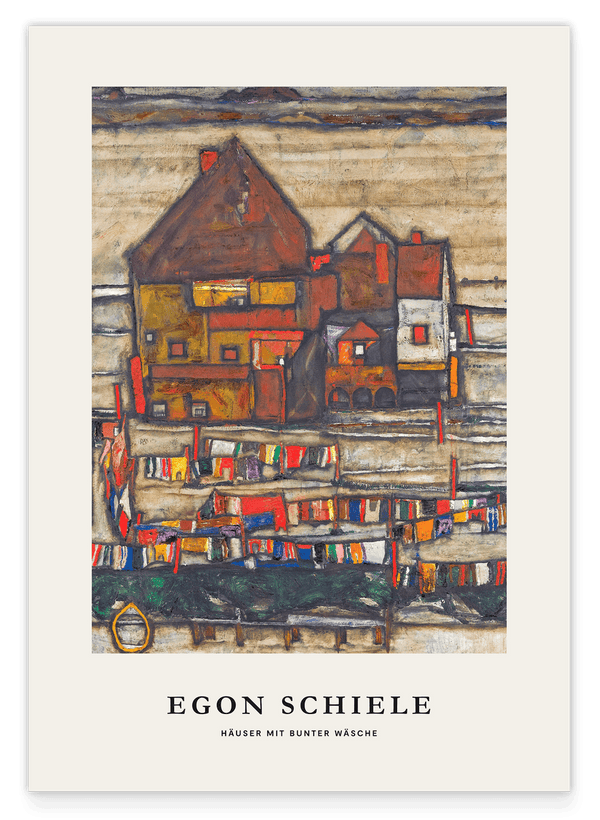 Egon Schiele - Museum-Poster I Häuser mit bunter Wäsche