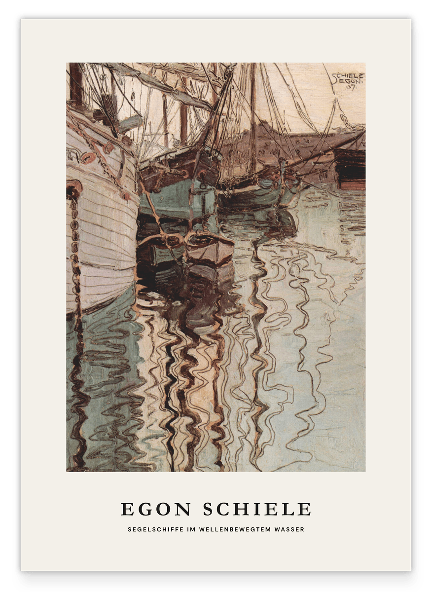 Egon Schiele - Museum Poster I Sailing ships with wave-like water