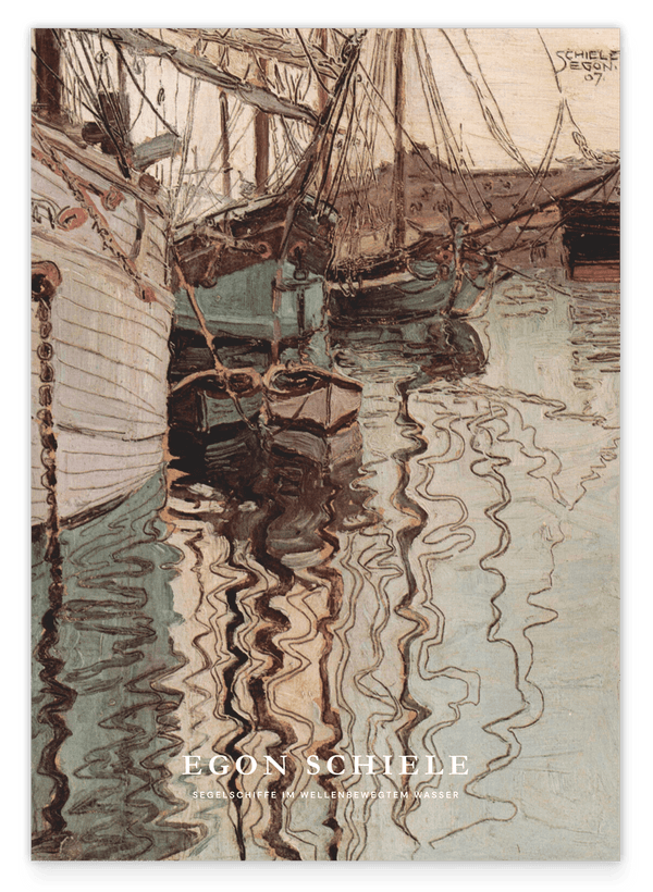 Egon Schiele - Museum-Poster II Segelschiffe mit wellenbewegtem Wasser