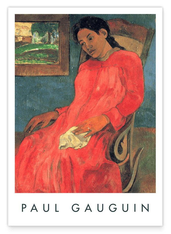 Paul Gauguin - Museum-Poster Frau im rotem Kleid