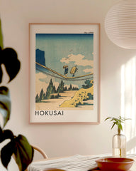 After Hover: Katsushika Hokusai - Museum-Poster Die Hängebrücke an der Grenze der Hida und Etchū Provinzen (Hietsu no sakai tsuribashi)
