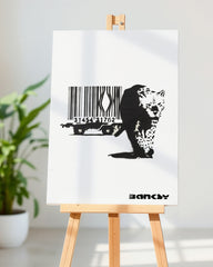 After Hover: Banksy - Museum-Poster Leopard mit Strichcode - Konsumkritik