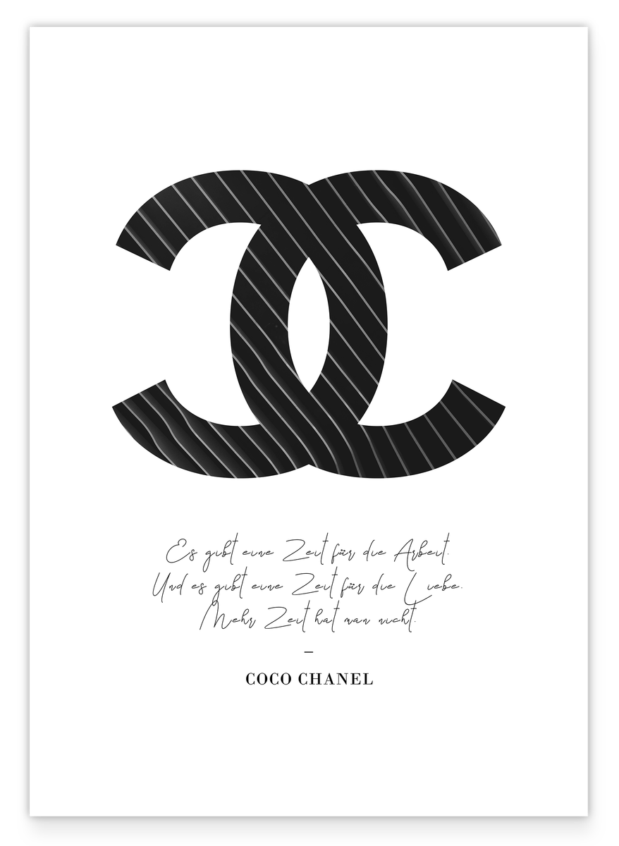 Quote by Coco Chanel - fashion icon - Black with pinstripes
