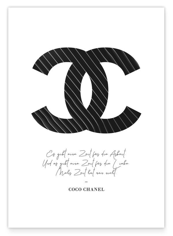 Quote by Coco Chanel - fashion icon - Black with pinstripes