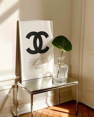 After Hover: Quote by Coco Chanel - fashion icon - Black with pinstripes