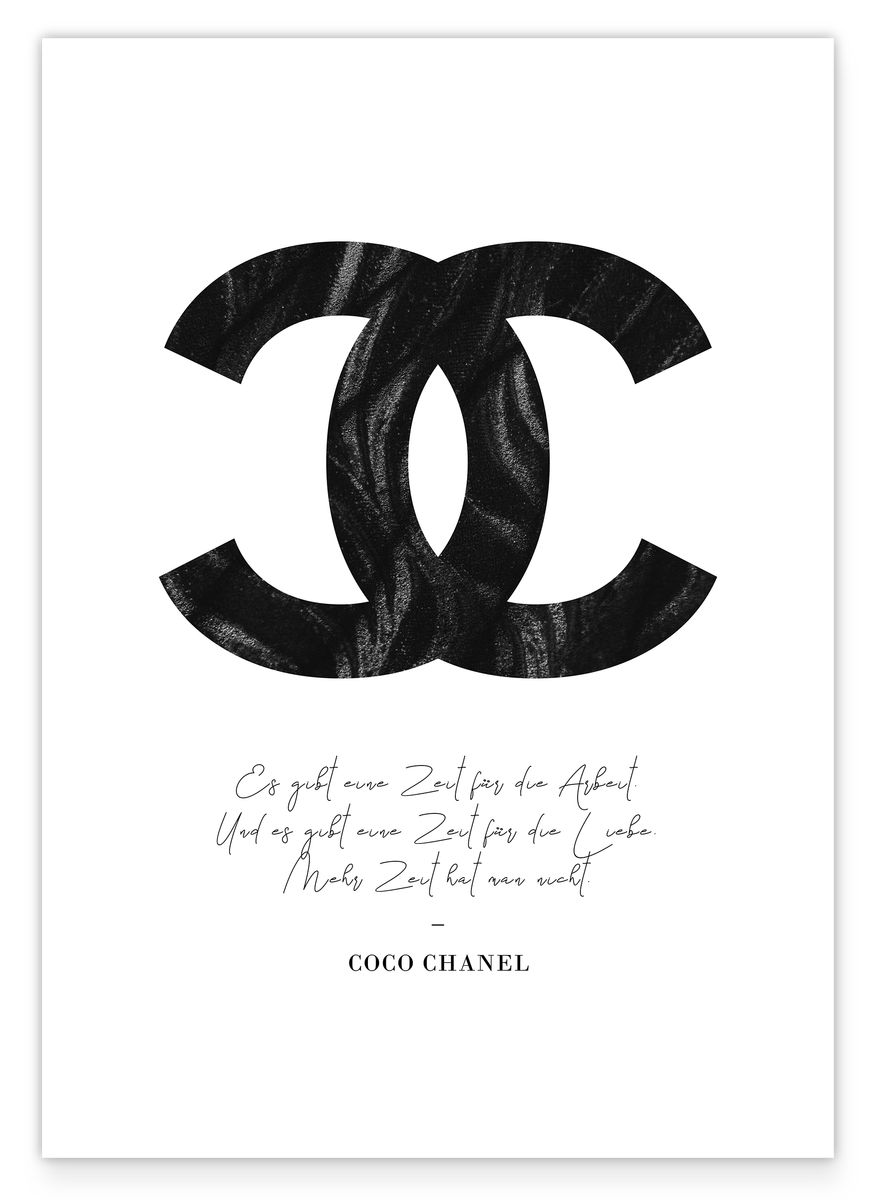 Coco Chanel fashion label - quote with black logo