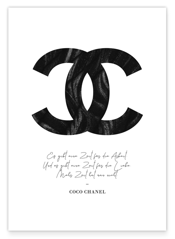 Coco Chanel fashion label - quote with black logo