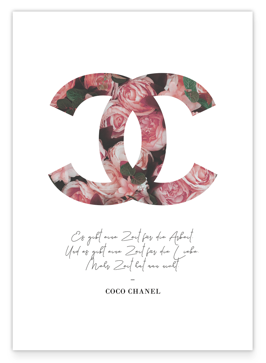 Fashion - Quote by Coco Chanel with rose pattern