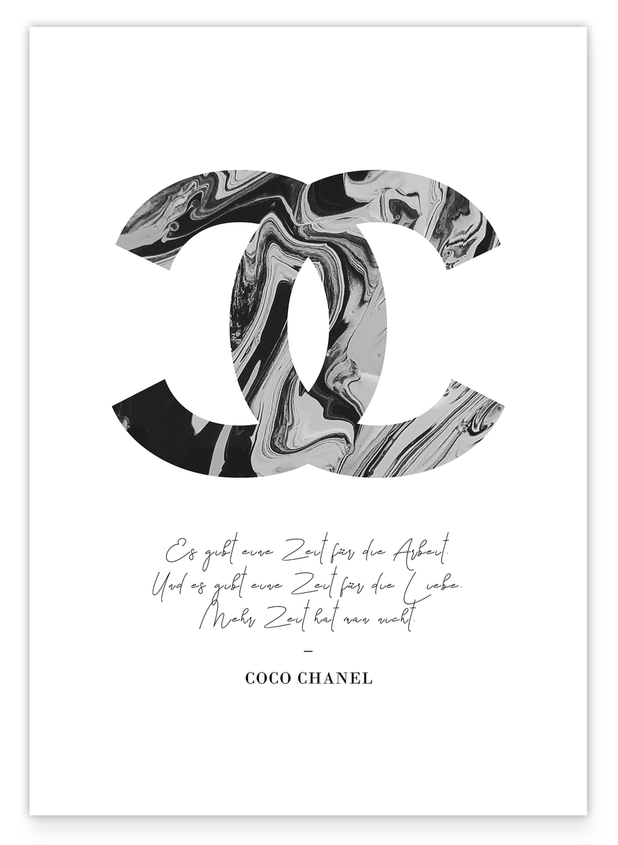 Quote from fashion icon Coco Chanel - Logo in grey, black and white