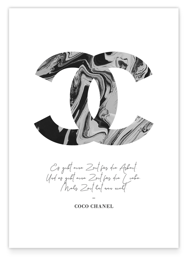 Quote from fashion icon Coco Chanel - Logo in grey, black and white