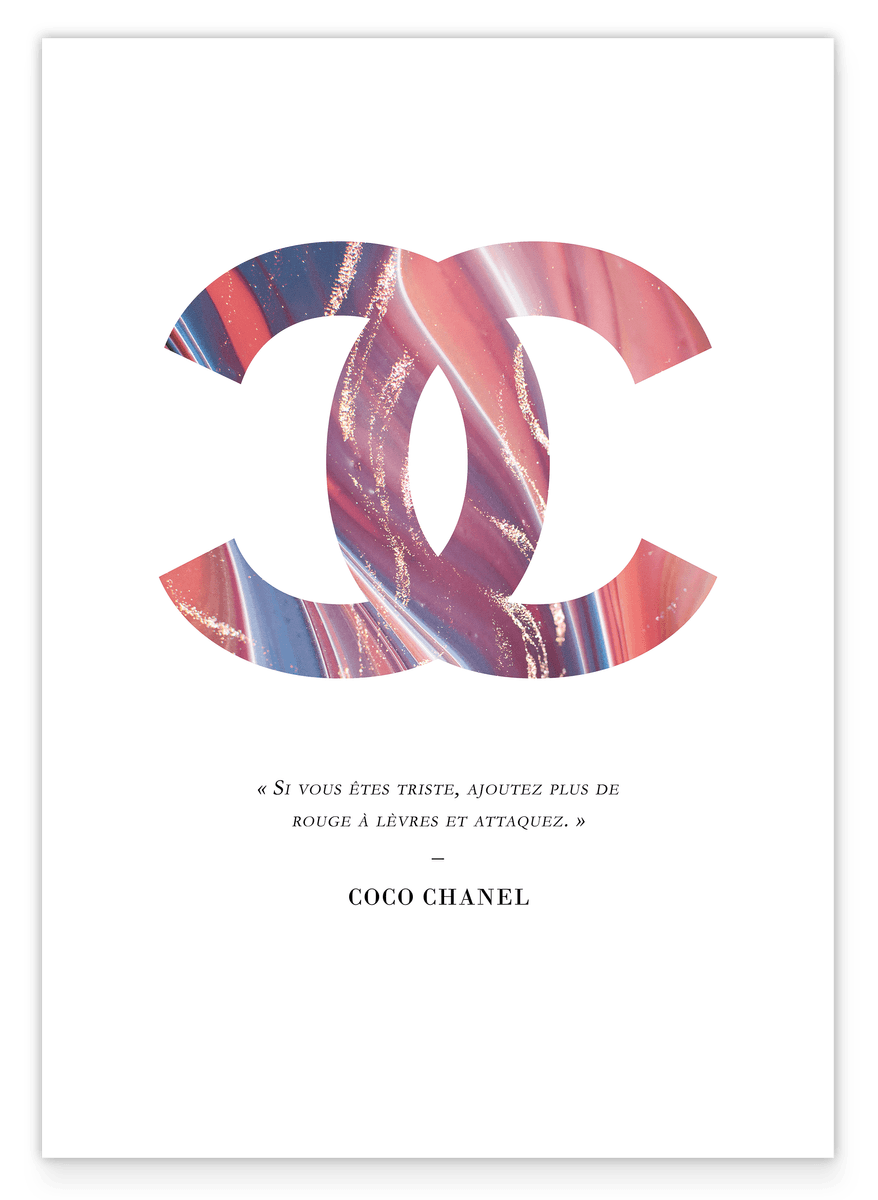 French quote by Coco Chanel - Fashion logo in pastel colors