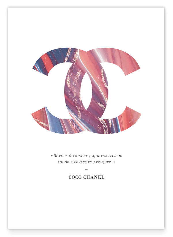French quote by Coco Chanel - Fashion logo in pastel colors