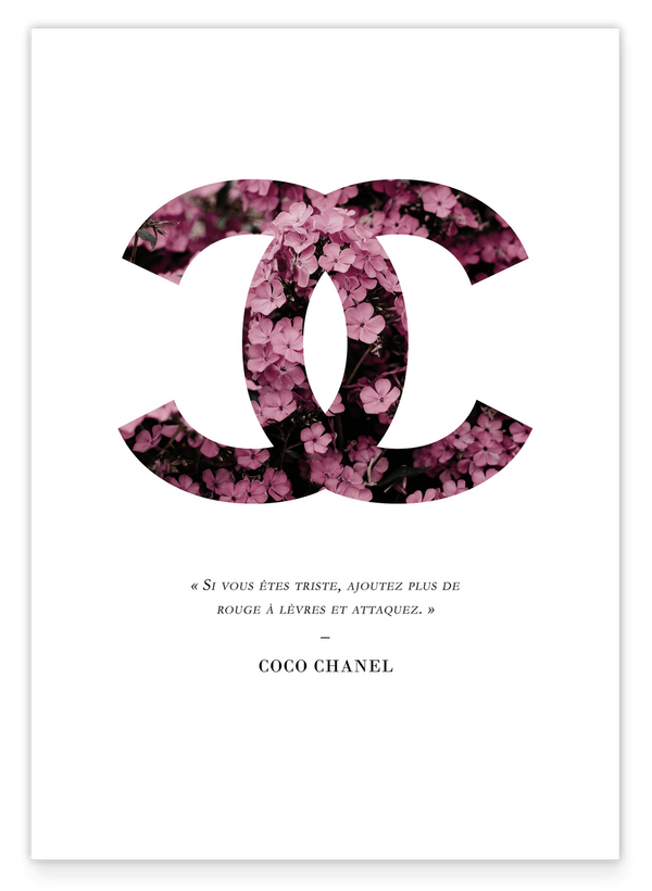 Quote by Coco Chanel with pink flowers