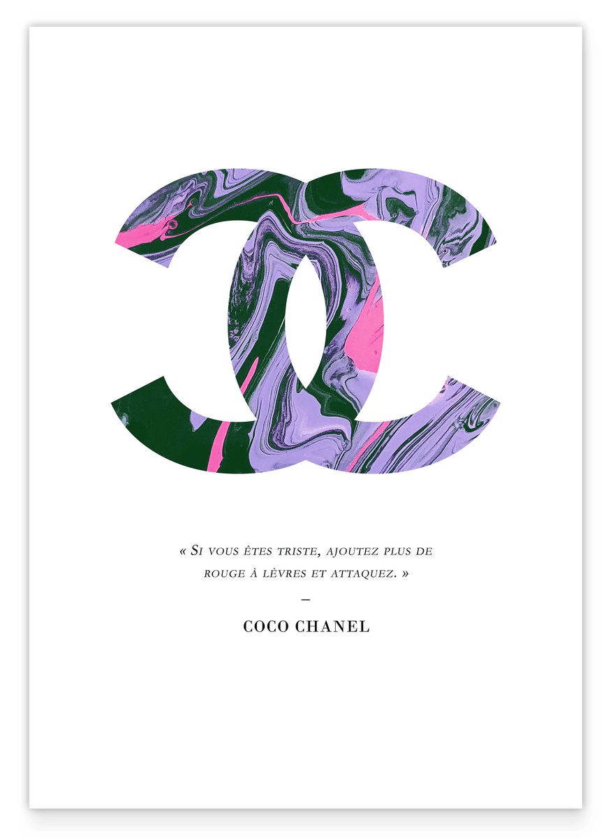 Quote by Coco Chanel - fashion icon - 80s pattern
