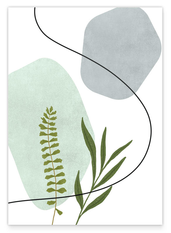 Leaves in front of abstract shapes I