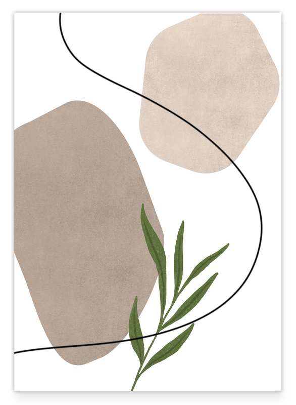 Leaves in front of abstract forms III