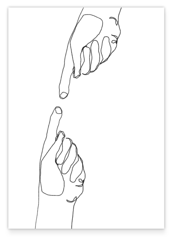 Minimalist drawing - Hands touching