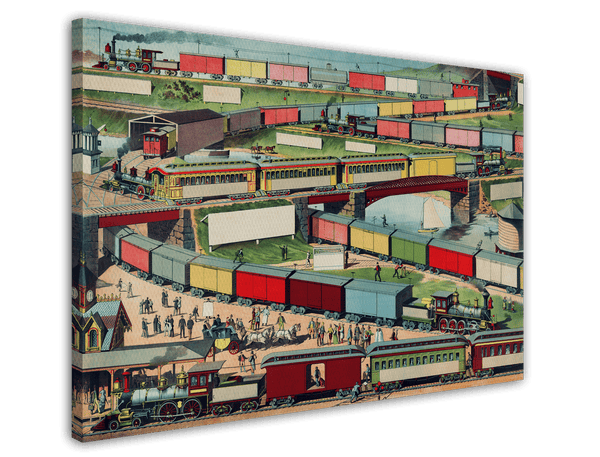 Eisenbahnzüge mit bunten Waggons
