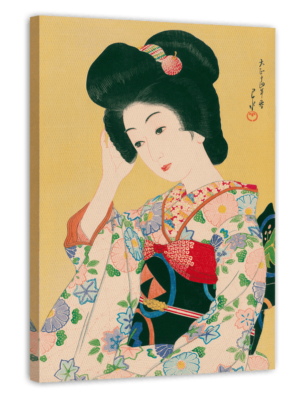 Kawase Hasui - Departing Spring - Geisha in buntem Kimono