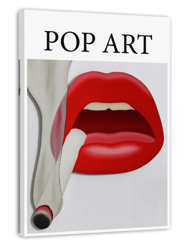 Rote Lippen mit Zigarette im Pop Art-Stil