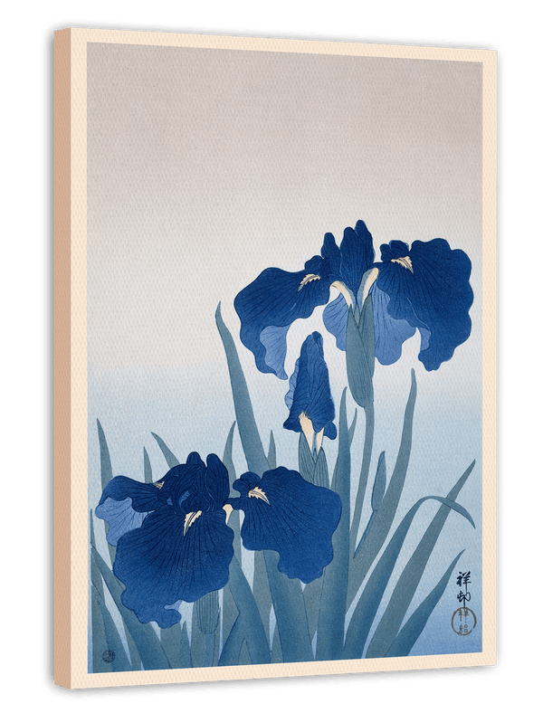 Ohara Koson - Blaue Iris Blumen auf der Wiese