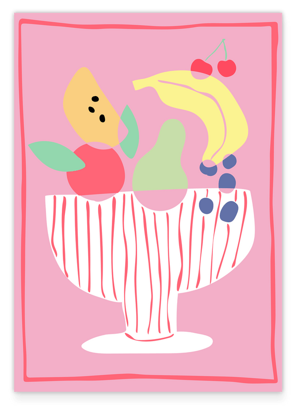 Abstrakter Obstbecher mit bunten Früchten