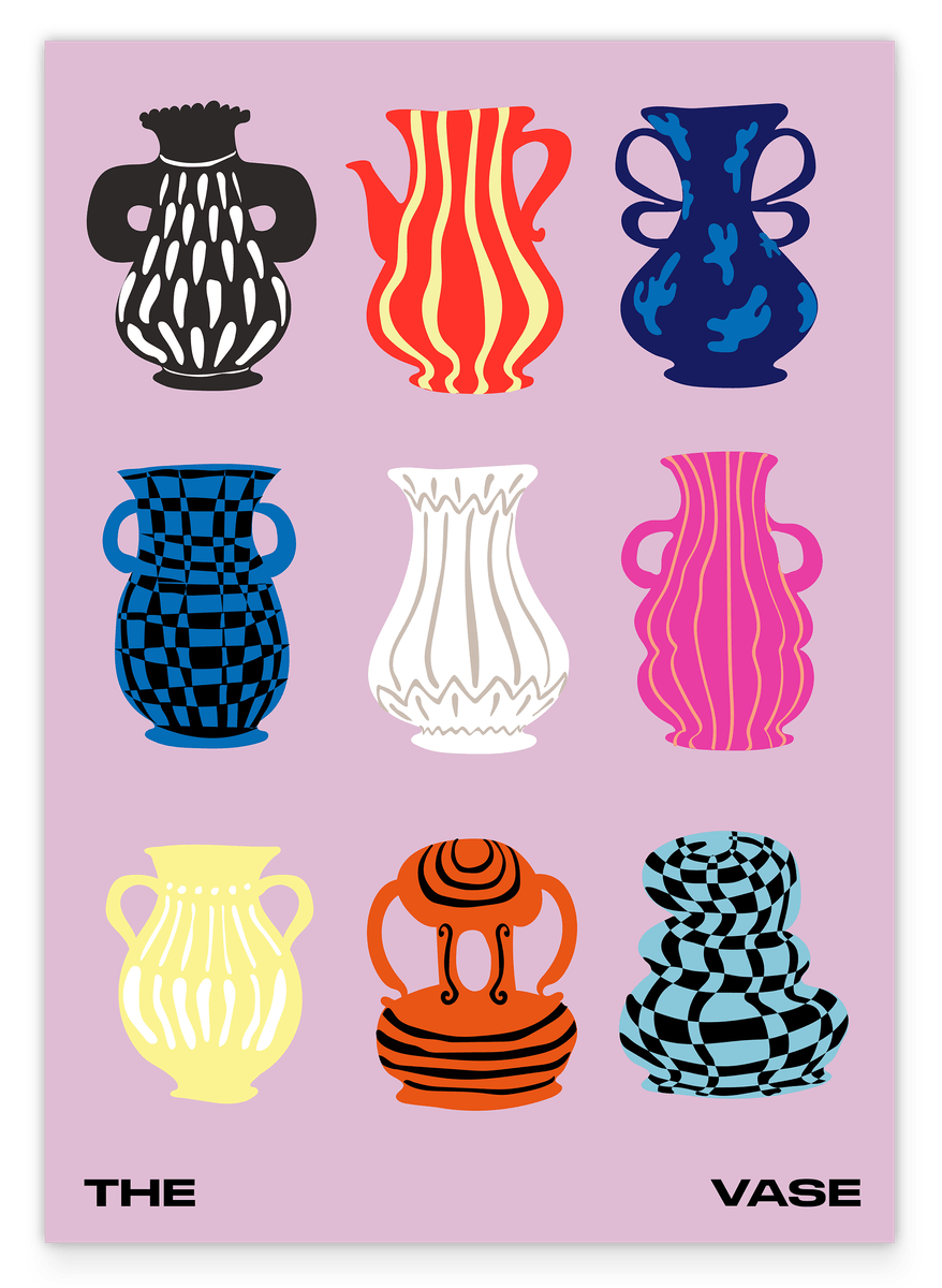 Vases colorées aux motifs abstraits