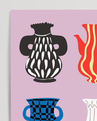 After Hover: Colorful vases with abstract patterns