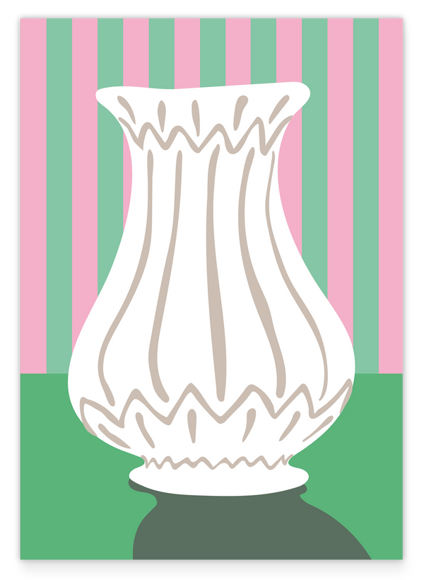 Abstrakte Vase mit weißen Streifen